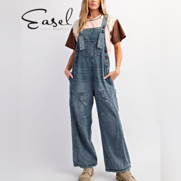 #75  Easel RESTOCK Washed Denim Full Coveralls - Picture 1 of 8